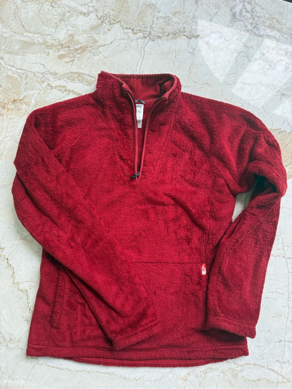 North Face Cozy Women's Red Quarter-Zip Fleece Pullover